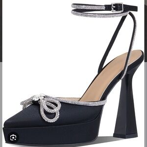 Zara Black Heels with Silver Embellishments